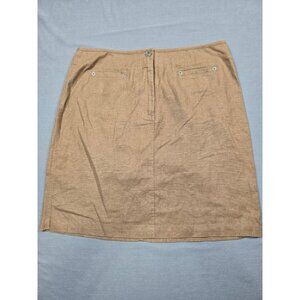 Christopher & Banks Womens Tan Skirt Wrinkle Free Size 10 Cotton Linen